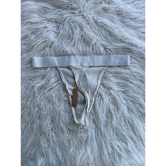 Skims Cotton Rib Thong Bone Size Large - Picture 4 of 7